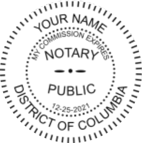 District of Columbia Notary Pocket Seal Embosser, 1.6 Inch Diameter, Raised, Sample Impression Image
